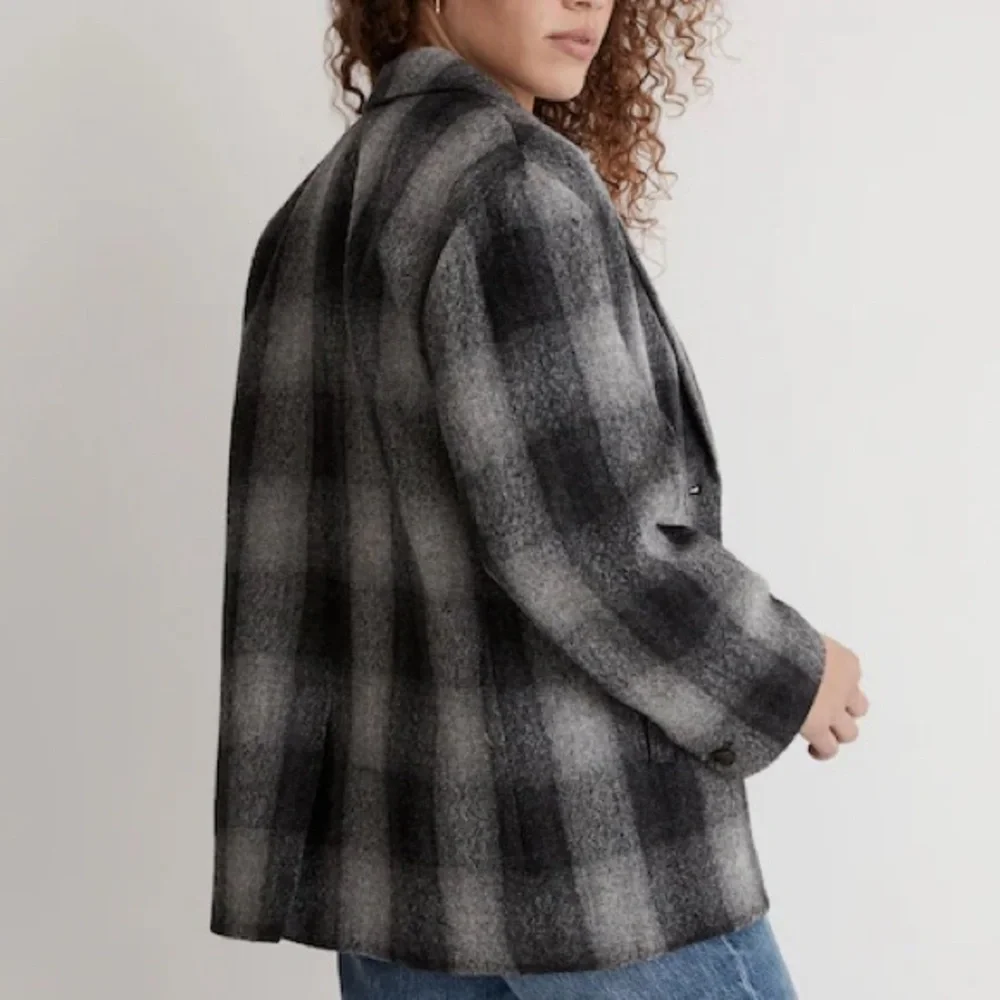 Madewell Dorset Blazer Coat 100% Wool Buffalo Check Women's Medium Oversized - Picture 2 of 9